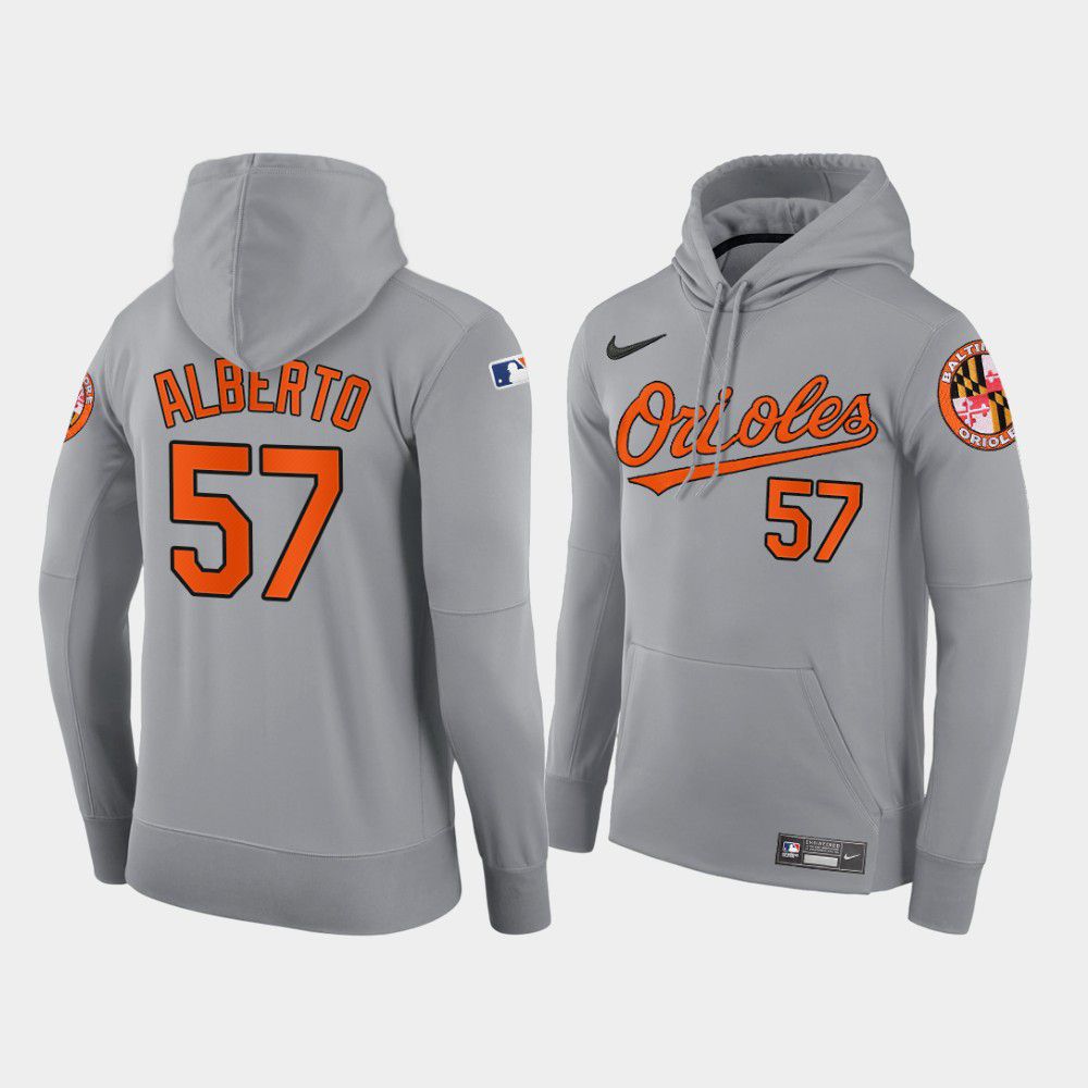 Cheap Men Baltimore Orioles 57 Alberto gray road hoodie 2021 MLB Nike Jerseys